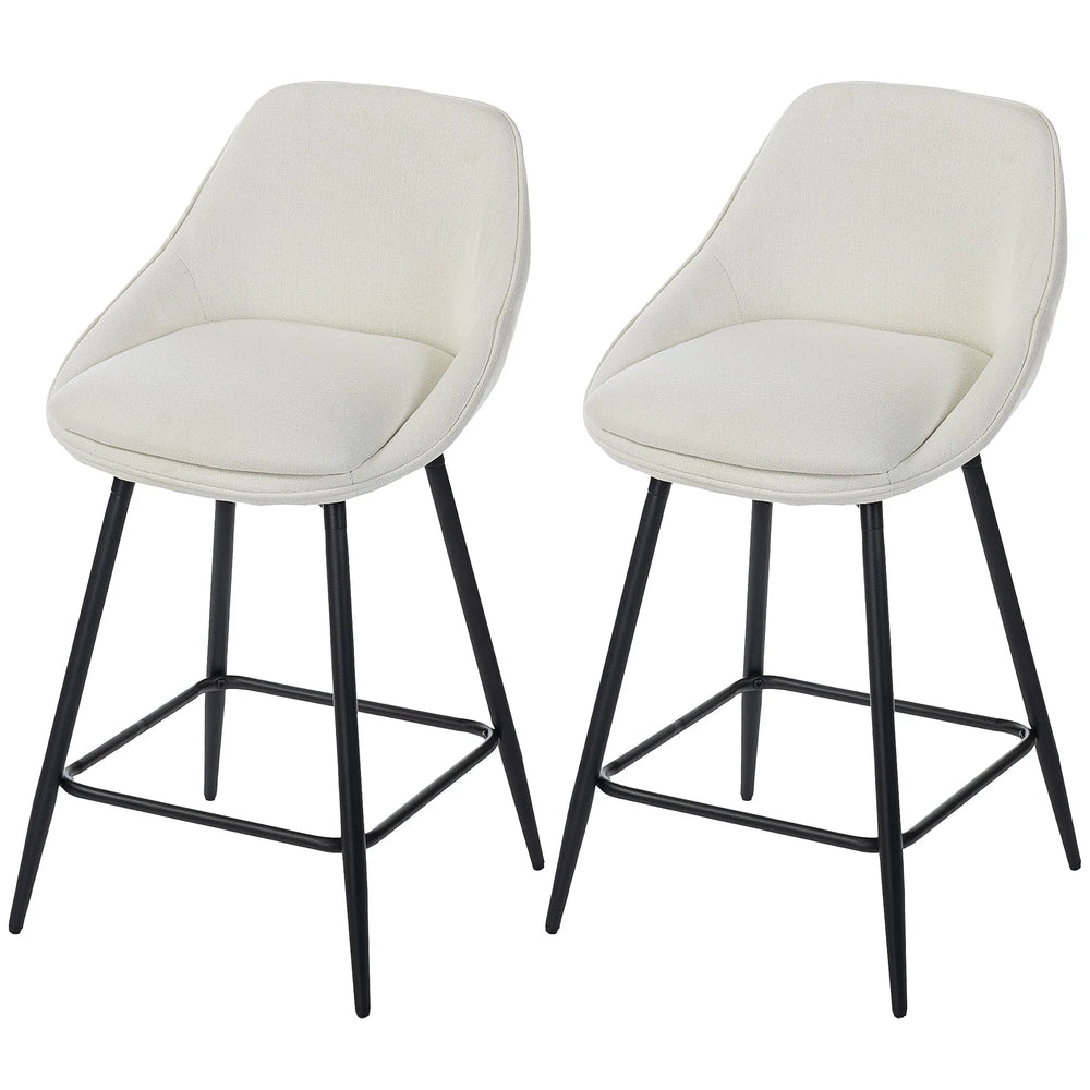 Tabourets de comptoir Reece 26" avec pivotement et dossier - Ensemble de 2 - Blanc crème