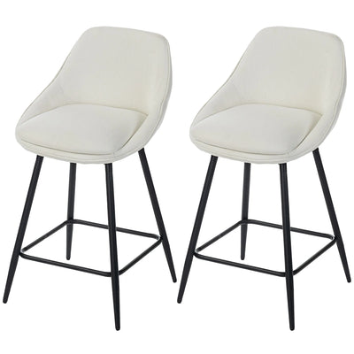 Tabourets de comptoir Reece 26" avec pivotement et dossier - Ensemble de 2 - Blanc crème
