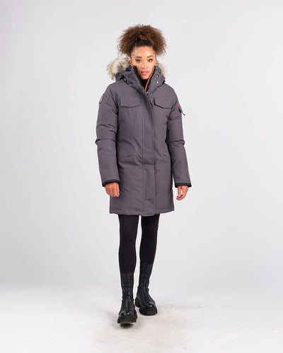 Outdoor Survival Canada OSC Women's Jaci -40 Down Parka, Charcoal Grey, Medium - ON DISPLAY