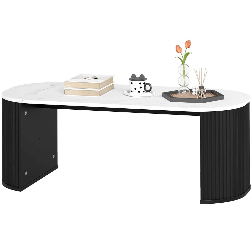 Table de salon moderne effet marbre Cameron - Noir