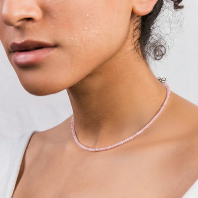 Rose Quartz Bead Necklace - 2-3mm