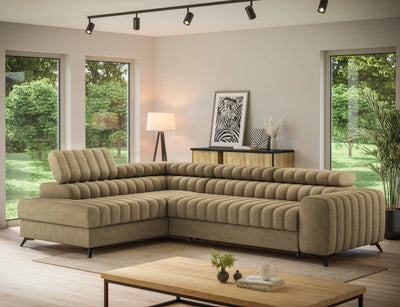 Kanedo Storage Sleeper Sectional Sofa - Mocha Brown