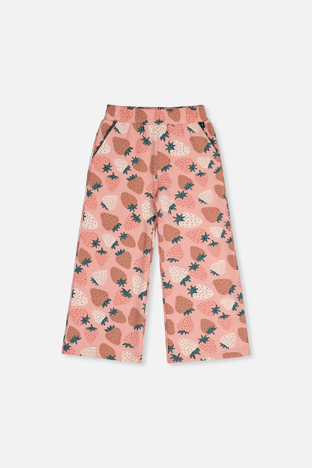 Wide Leg Sweatpants Pink Strawberry Print