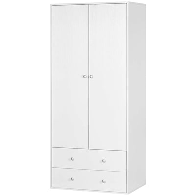 Armoire Moderne Briar avec 2 tiroirs et penderie - Blanc