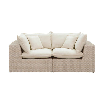 Canapé modulaire d'extérieur Sunbay 2 places en rotin naturel - Beige