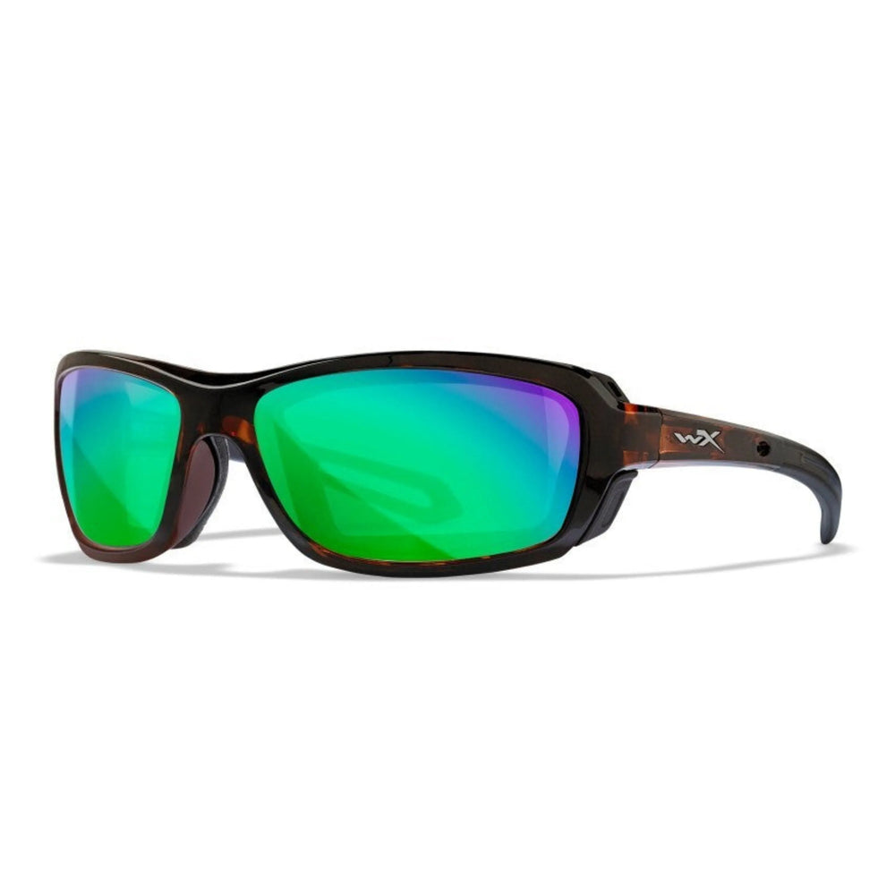 Wiley X Wave Gloss Demi Frame Polarized Emerald Mirror Lens Sunglasses with Facial Seal