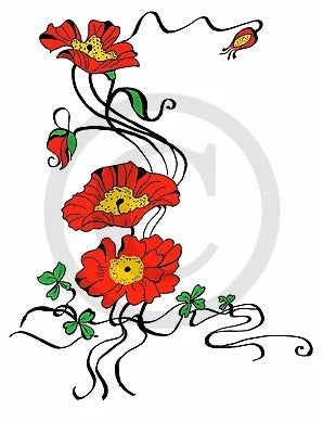 Tampons à encre Frog's Whiskers - Coquelicots Art déco