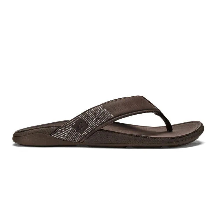 Olukai Men's Tuahine Full-Grain Leather Flip-Flop Sandals Size 8