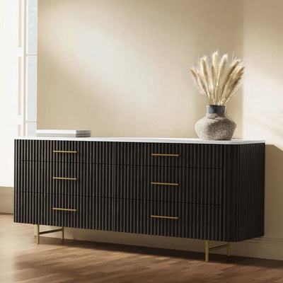 Commode Laffery de luxe avec détail de cannelures - Espresso