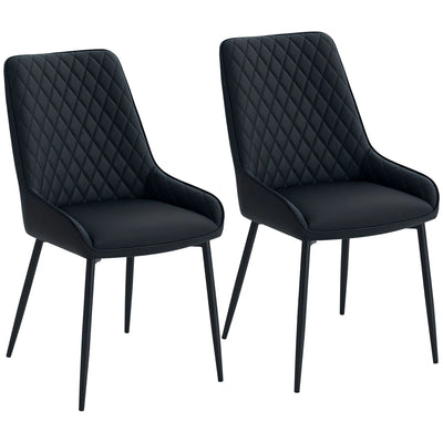 Ensemble de 2 chaises de salle à manger modernes Blake avec capitonnage diamant et pieds en acier - Noir