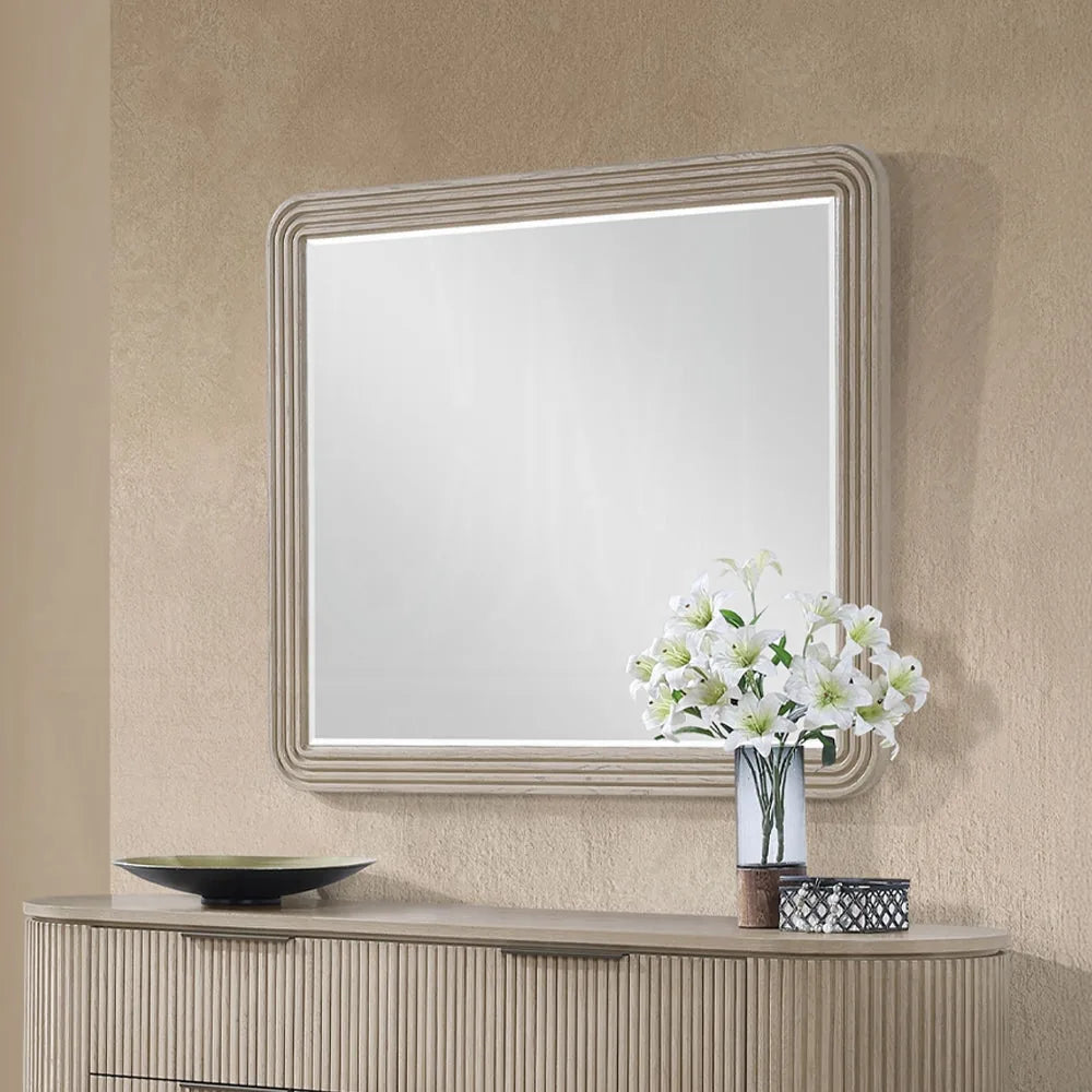 Miroir Chianti Luxe à Bord Biseauté - Chêne Clair