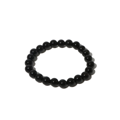 Bracelet Rond en Obsidienne à Reflets Argentés - 8mm