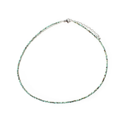 African Turquoise Bead Necklace - 2-3mm