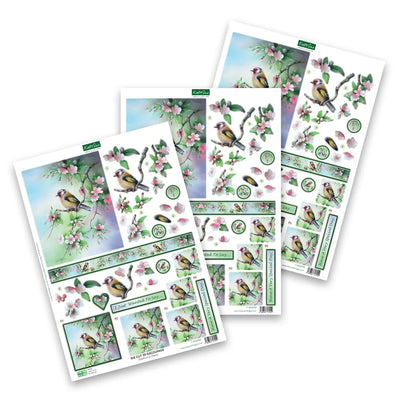 Découpage prédécoupé – Chardonneret sur cerisier (Paquet de 3)