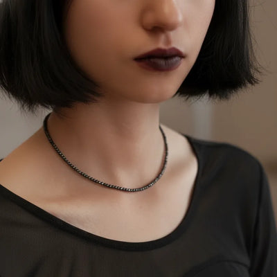 Collier de perles d'obsidienne noire – 2-3 mm