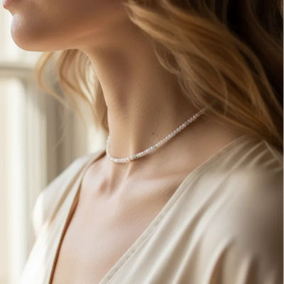 Collier de perles de Morganite – 2-3 mm