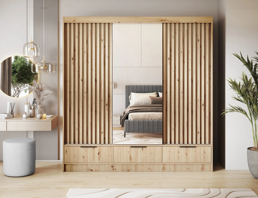 Armoire Autoportante Voodi III en Bois de Chêne Artisan - Chêne Clair