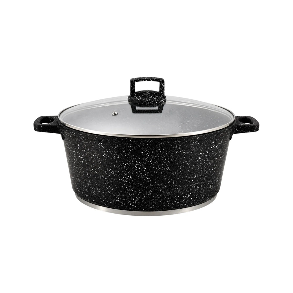 Die-Cast Granite Non-Stick Casserole Pot with Glass Lid — 26cm | 5.4L