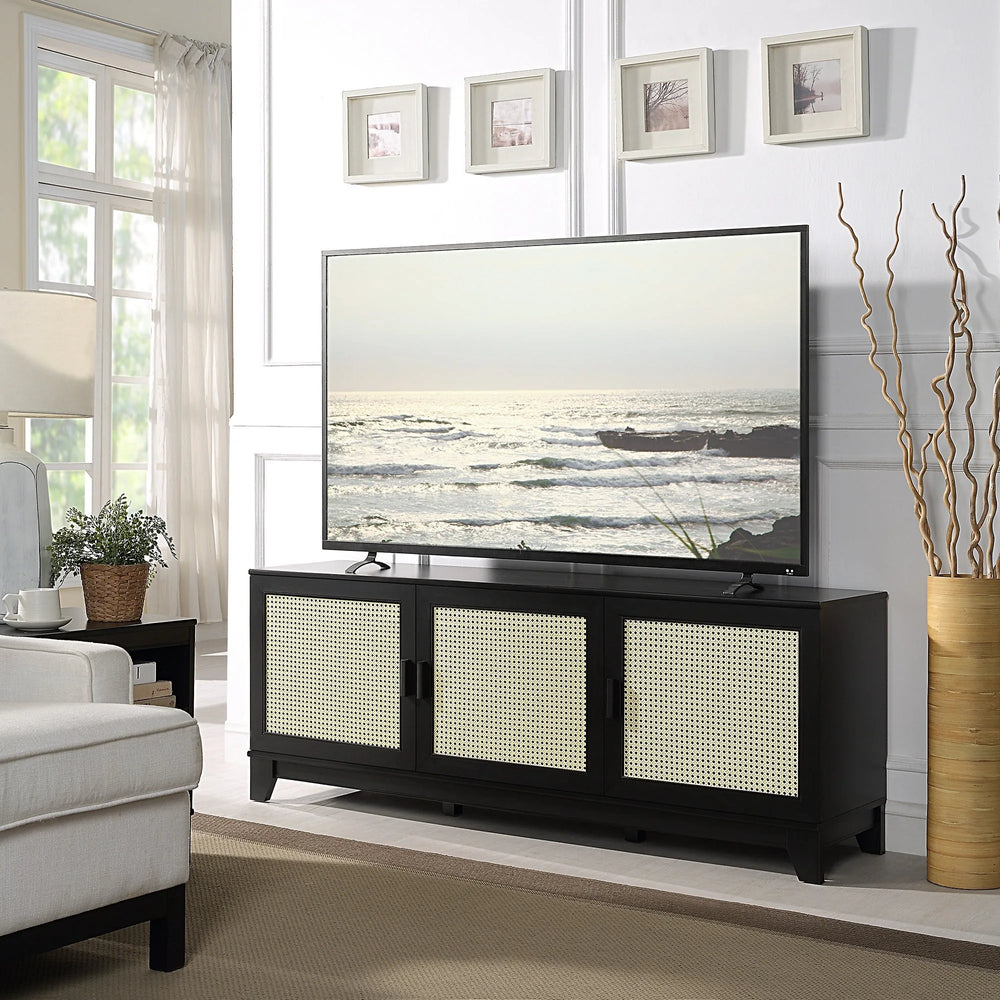 Drift 63" Faux Cane Storage TV Stand - Multiple Color Options