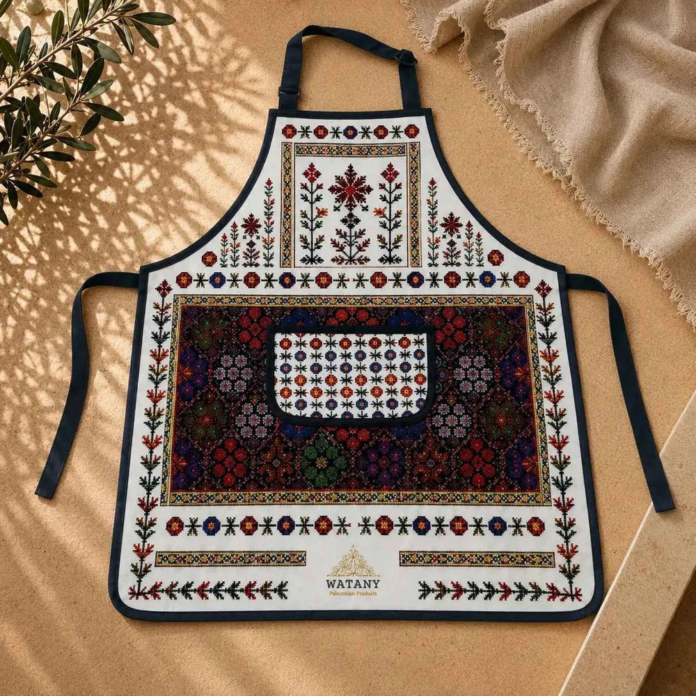 Palestinian Tatreez Apron - Rainbow Thob Style - Mini