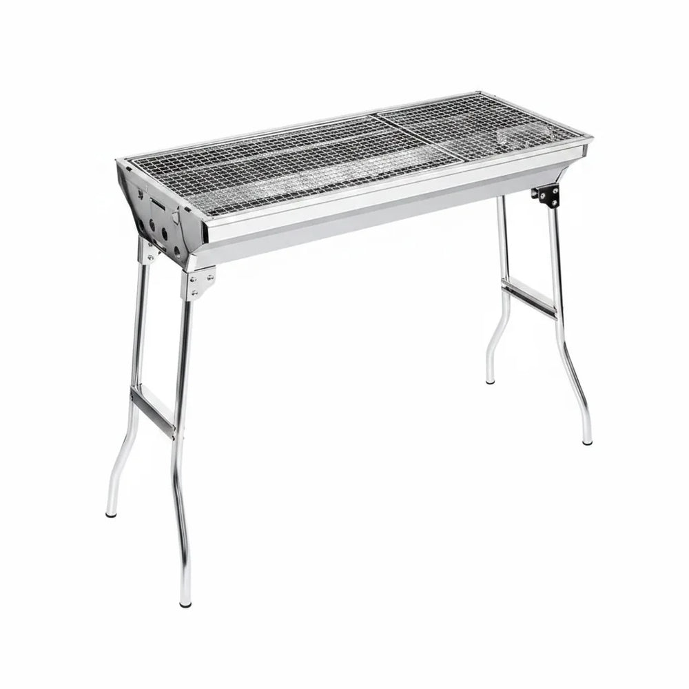 Grand BBQ au charbon portable et pliable – Acier inoxydable avec sac de transport, 73 cm
