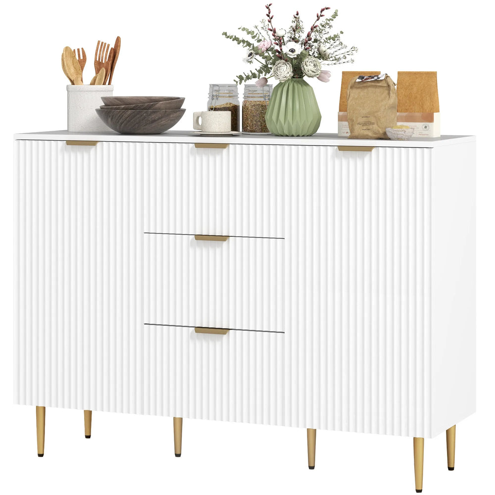Buffet/Cabinet d'entrée moderne Ellis avec 3 tiroirs - Blanc