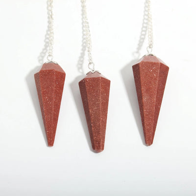 Brown Goldstone Pendulum 6 Facet & Bead - 3 Pack