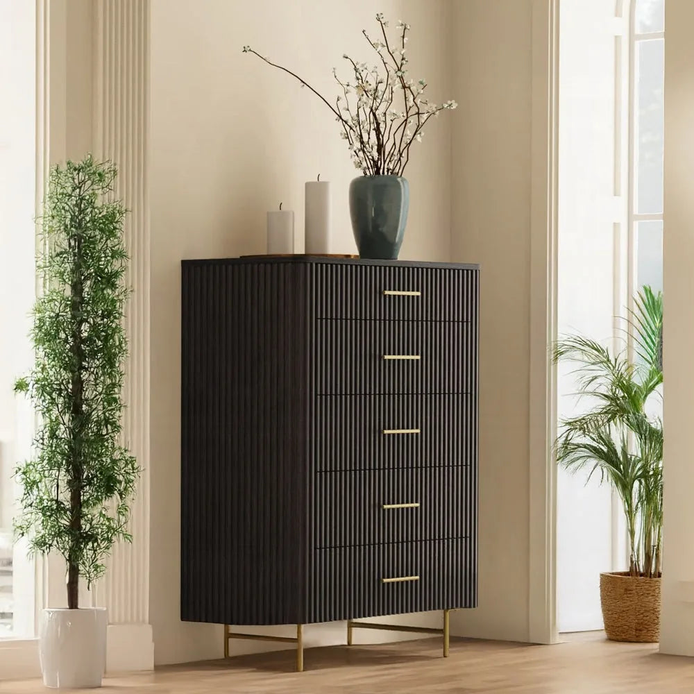 Commode Laffery Luxe avec détail de cannelures - Espresso