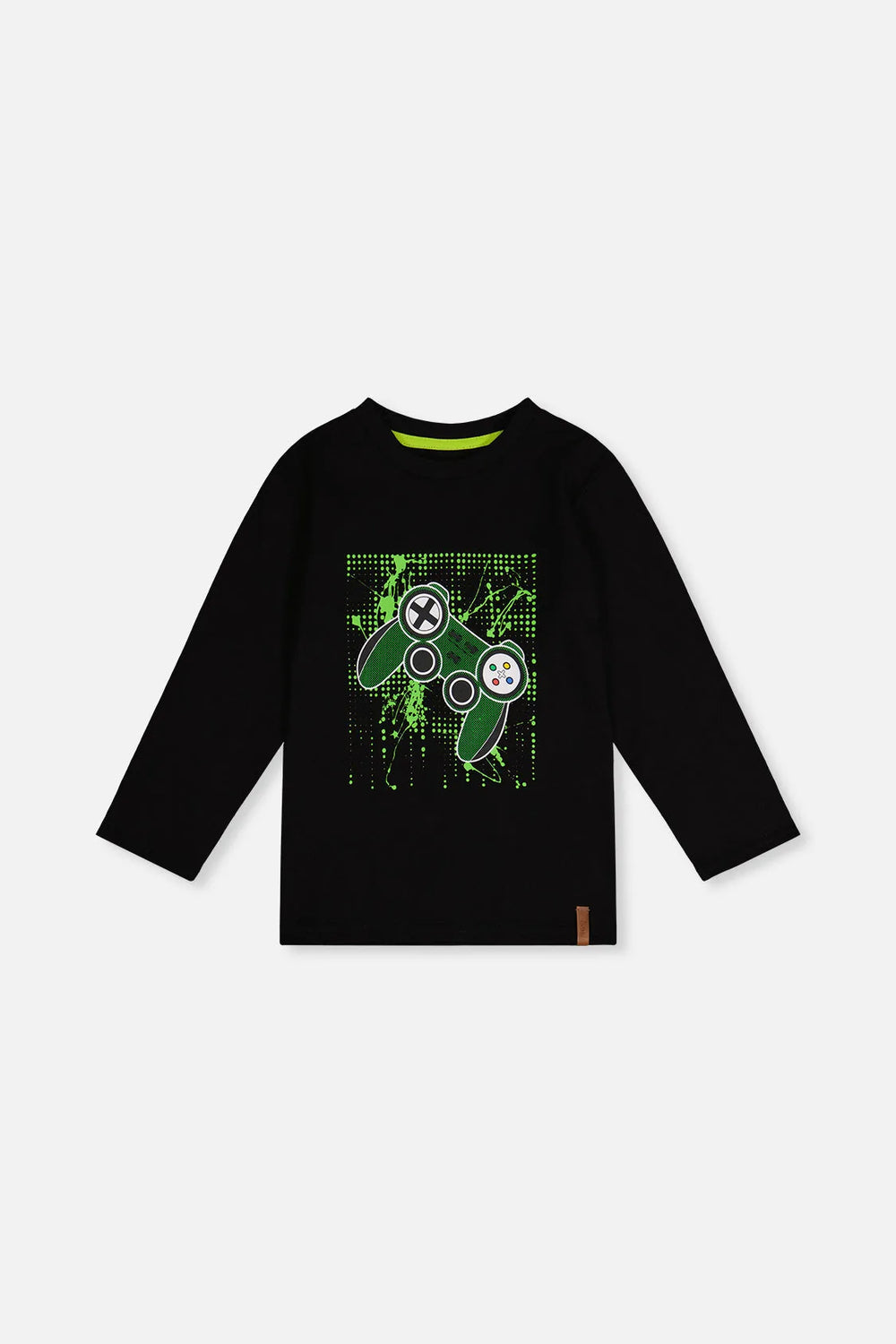 T-shirt à manches longues noir et vert