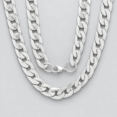 Men’s 10mm Stainless Steel Accented Cuban Link Biker Chain Necklace
