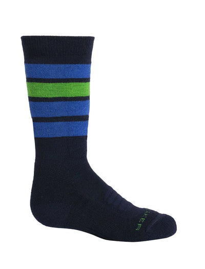 Chaussettes mi-mollet rayées Icebreaker Merino Kid's Ski Medium
