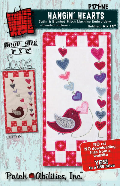 Patch Abilities - P171- Hangin' Hearts (Machine Embroidery)