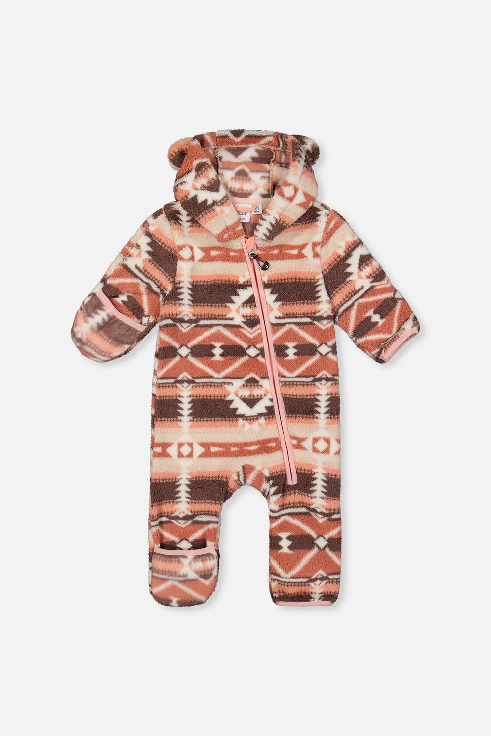 Combinaison douillette mi-saison pour bébé - Rose Aztec