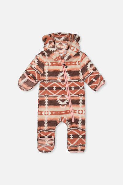 Combinaison douillette mi-saison pour bébé - Rose Aztec