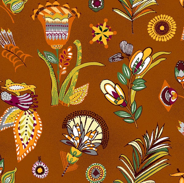 Paintbrush Studio UBUNTU 120-99812 Brown Spacial Floral