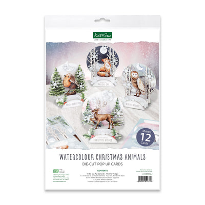 Cartes Pop-Up Découpées à l'Emporte-pièce, Animaux de Noël Aquarelle