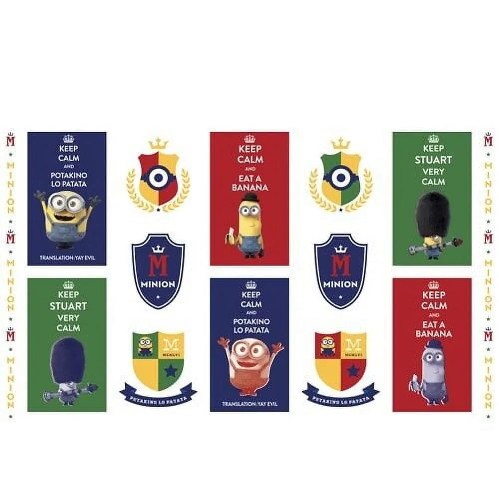 Minion: British Invasion Multi Keep Calm Patches Panel by Quilting Treasures