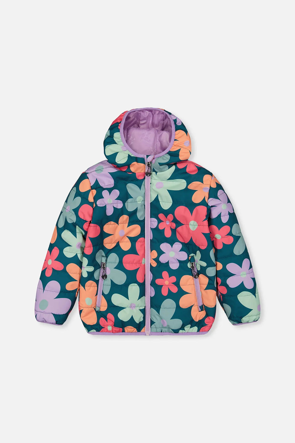Veste matelassée mi-saison imprimé floral vert