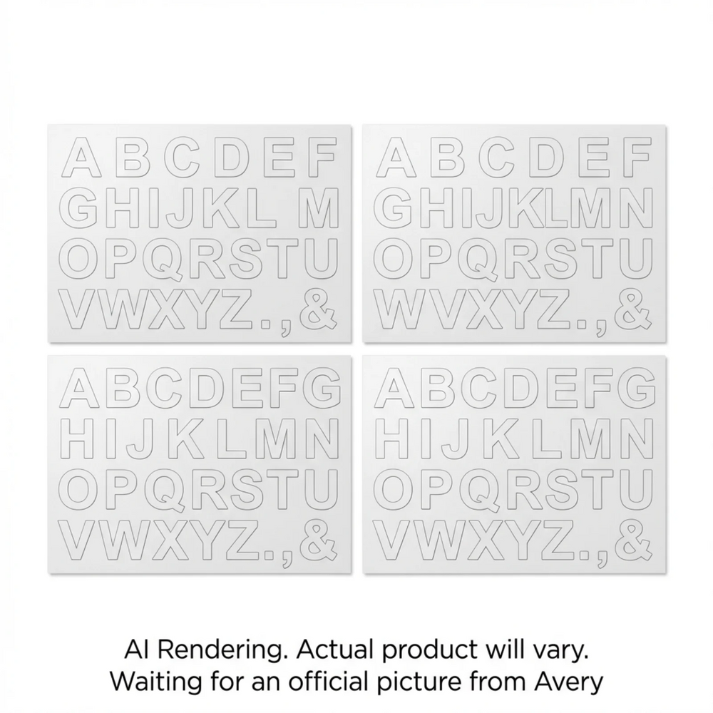 Avery Precut Vinyl Uppercase Letters, White, 4 sheets/pk