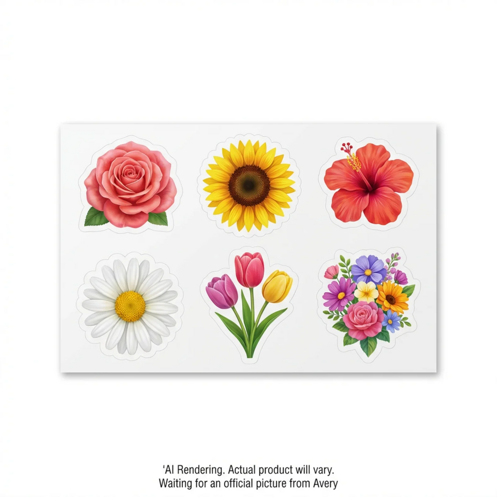 Avery Flower Sticker Multipack, 6/pk