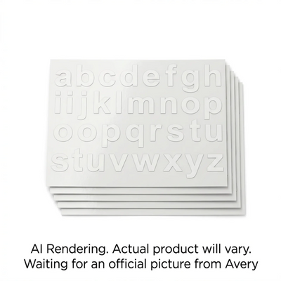 Avery Precut Vinyl Lowercase Letters, White, 4 Sheets (45957)