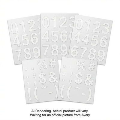 Avery Precut Vinyl Numbers & Symbols White 5 Sheets/Pk (45958)