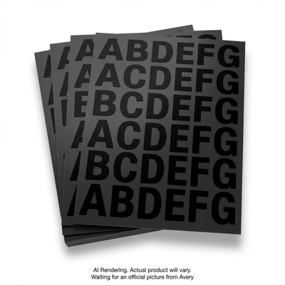 Avery Precut Vinyl Uppercase Letters, Black, 4 sheets/pk