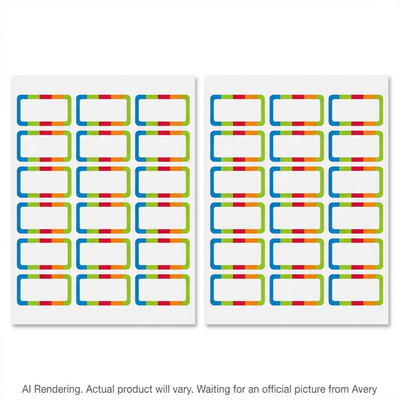 Avery No-Iron Fabric Labels 3/4" x 1¾" Playful Stripe Border 24pk (40774)