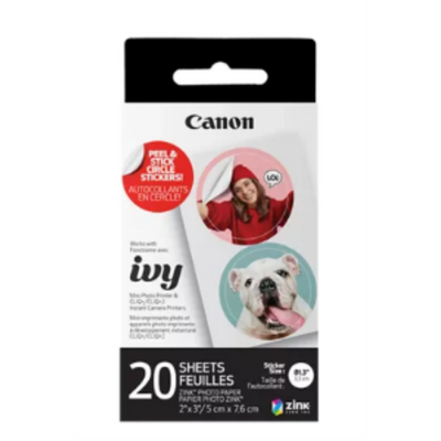 Canon ZINK Pre Cut Circle Sticker Pack - 20 Sheets (4967C001)