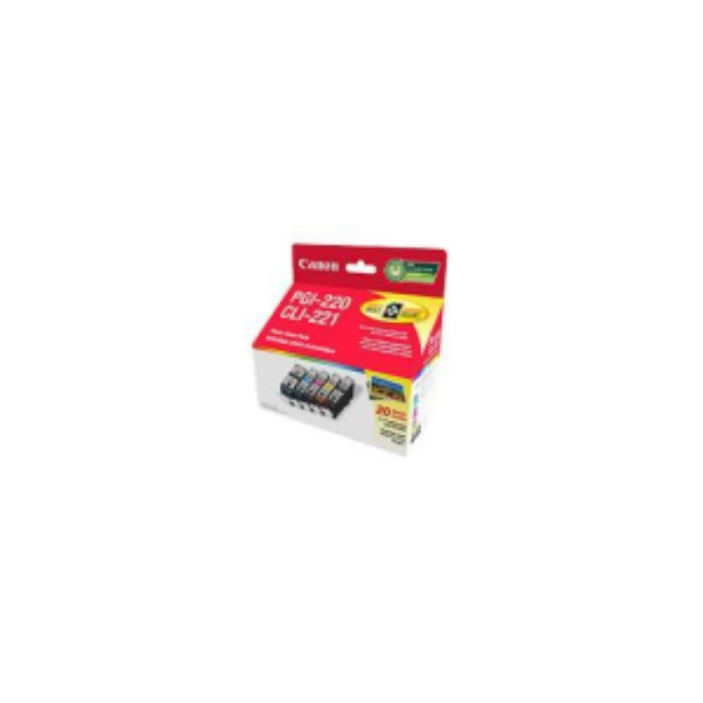 PGI-220 BK/CLI-221 BK,C,M,Y Ink Value Pack w. 50SH Photo Paper