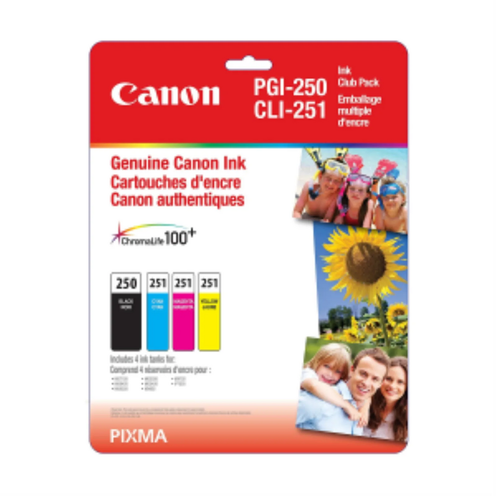 PGI-250 BK/CLI-251 C,M,Y Ink Club Pack