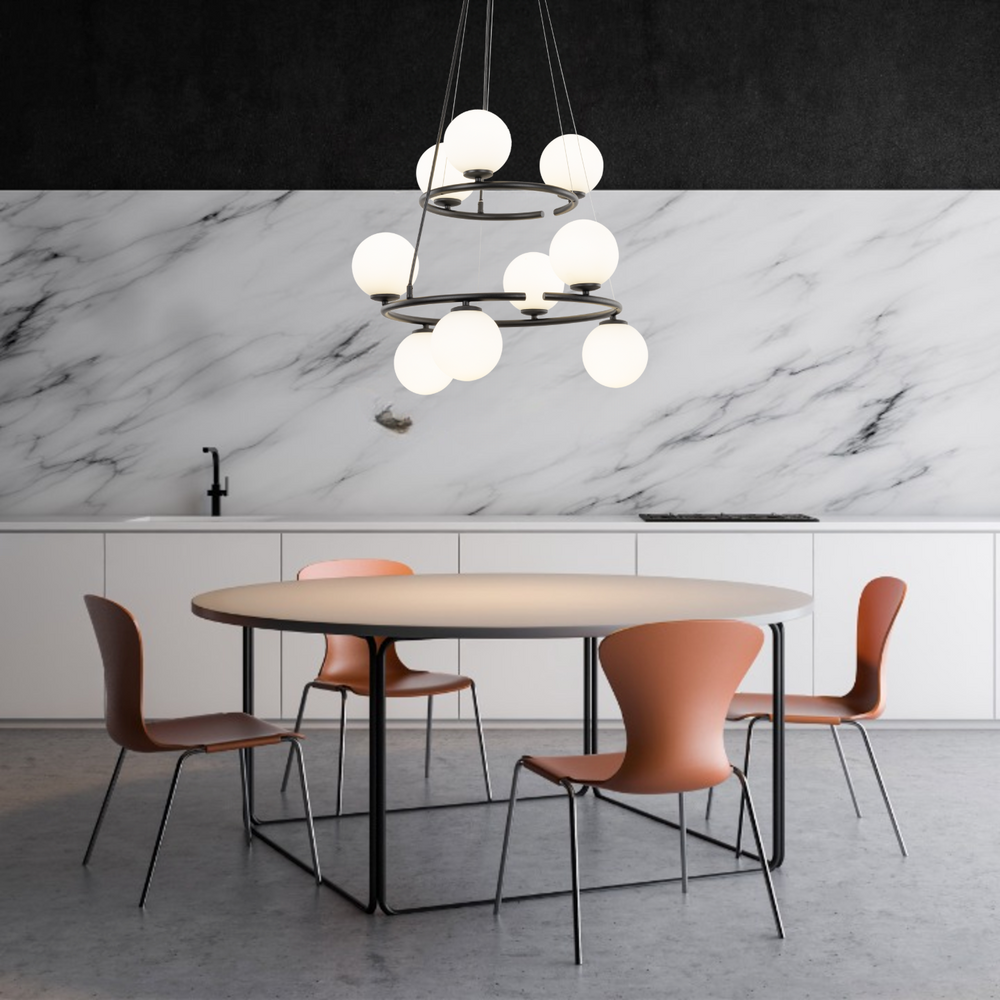 Luminiare suspendu minimaliste scandinave Anabelle pour îlot de cuisine, salle à manger et intérieurs modernes