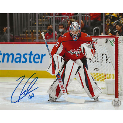 Photo 8x10 de Zach Fucale, dédicacée, posture de gardien de but des Capitals de Washington