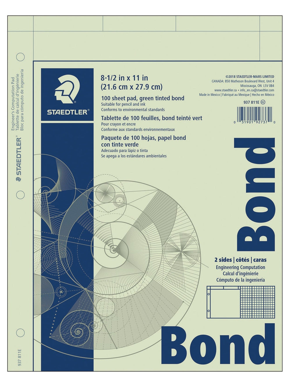 Staedtler-Mars - Papier bond - Ingénieur Calcul Grille 5x5 - 8,5x11"